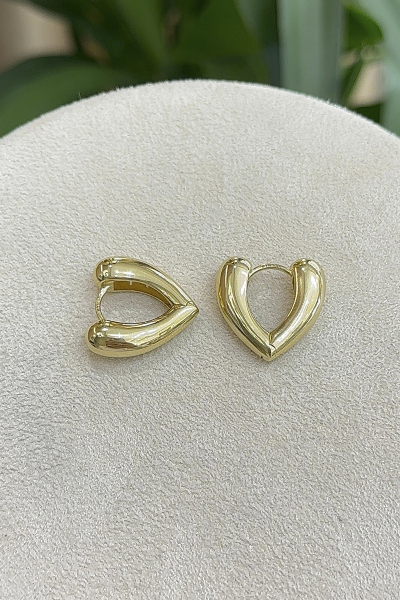14 Ayar Altın Kalpli Küpe - 1
